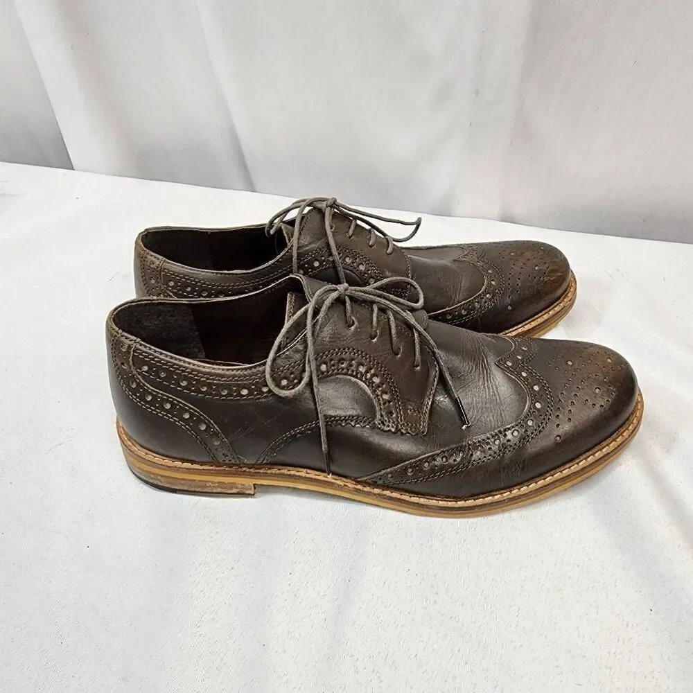 Red Tape Mens 10 Brown Leather Stitch Down Oxford Dress Shoes, Business Professi